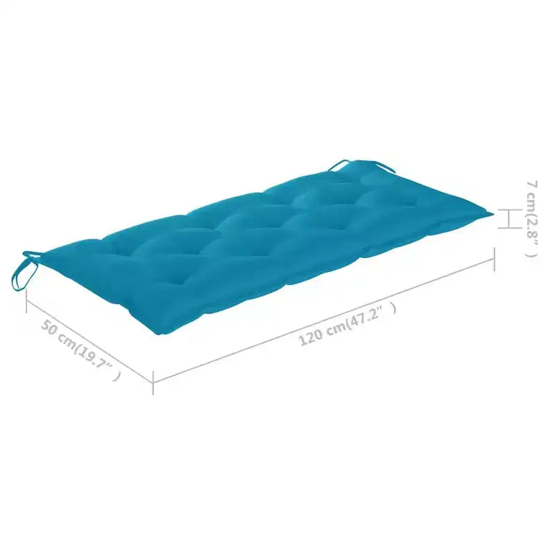 Coussin de banc de jardin bleu clair, bambou naturel 120 cm