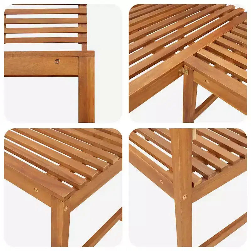 Banc d'angle marron en bois d'acacia massif 140 cm banc d'angle