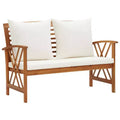 Garden Bench Cream white and natural wood