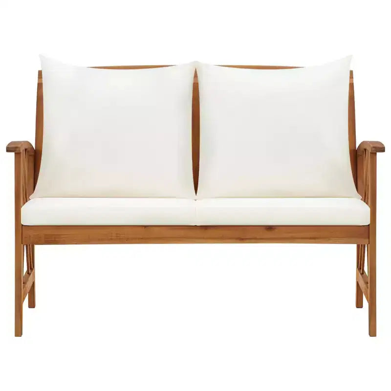 Banc de jardin bois naturel et crème