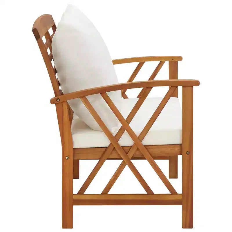 Banc de jardin bois naturel et crème