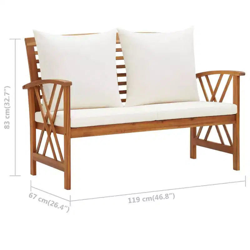 Banc de jardin bois naturel et crème