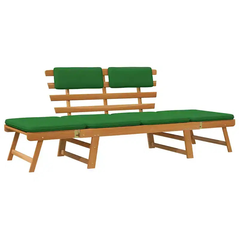 Banc de jardin vert, marron Bois d'acacia massif, Polyester Moyen