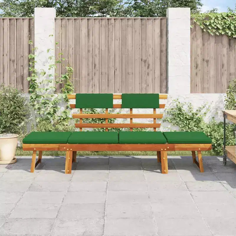 Banc de jardin vert, marron Bois d'acacia massif, Polyester Moyen