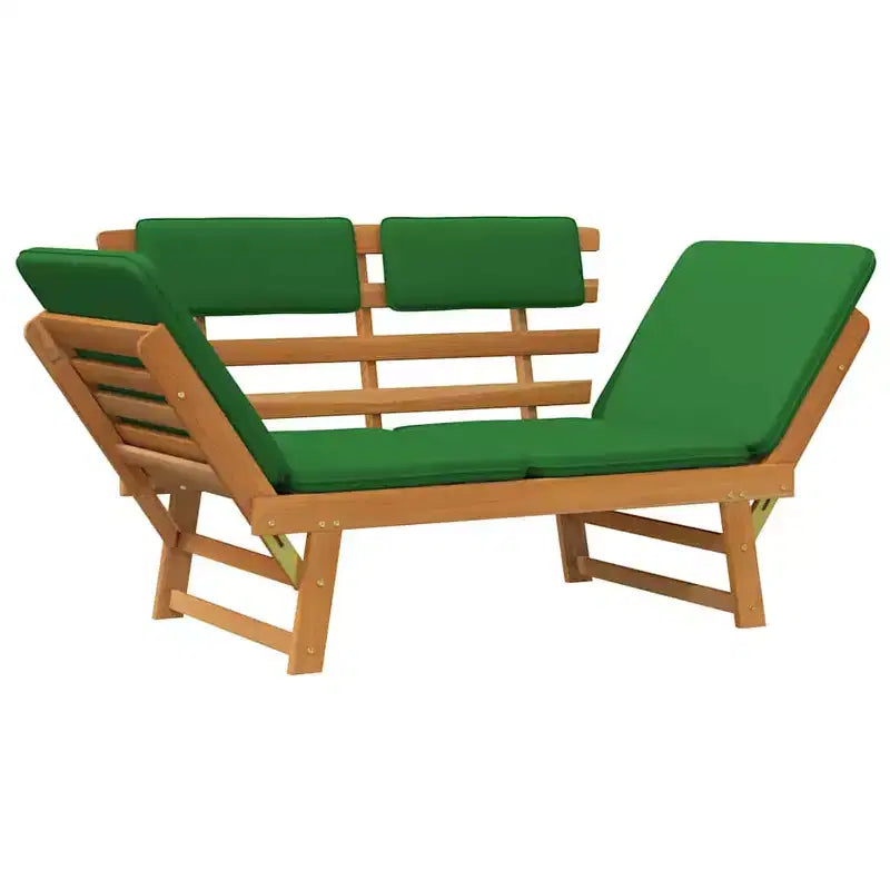 Banc de jardin vert, marron Bois d'acacia massif, Polyester Moyen