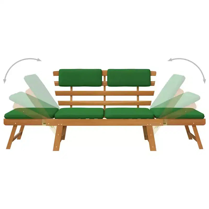 Banc de jardin vert, marron Bois d'acacia massif, Polyester Moyen