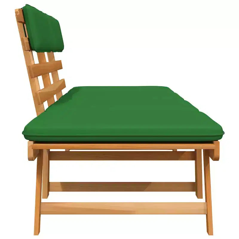 Banc de jardin vert, marron Bois d'acacia massif, Polyester Moyen