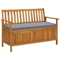 Storage Bench Dark grey seat cushion, Natural wood