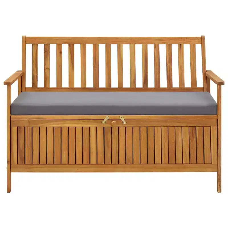 Banc de rangement Coussin d'assise gris foncé, Bois naturel