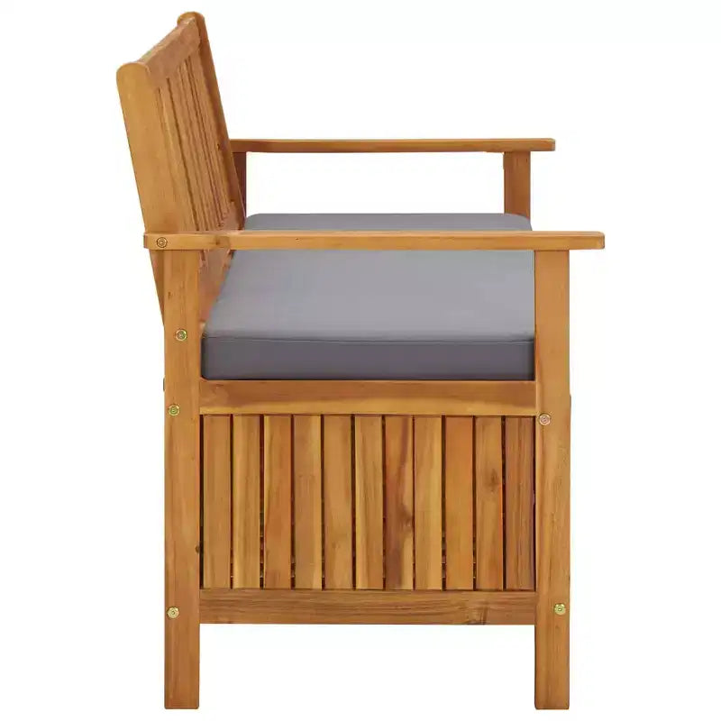 Banc de rangement Coussin d'assise gris foncé, Bois naturel