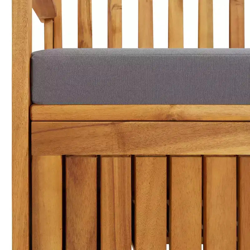 Banc de rangement Coussin d'assise gris foncé, Bois naturel