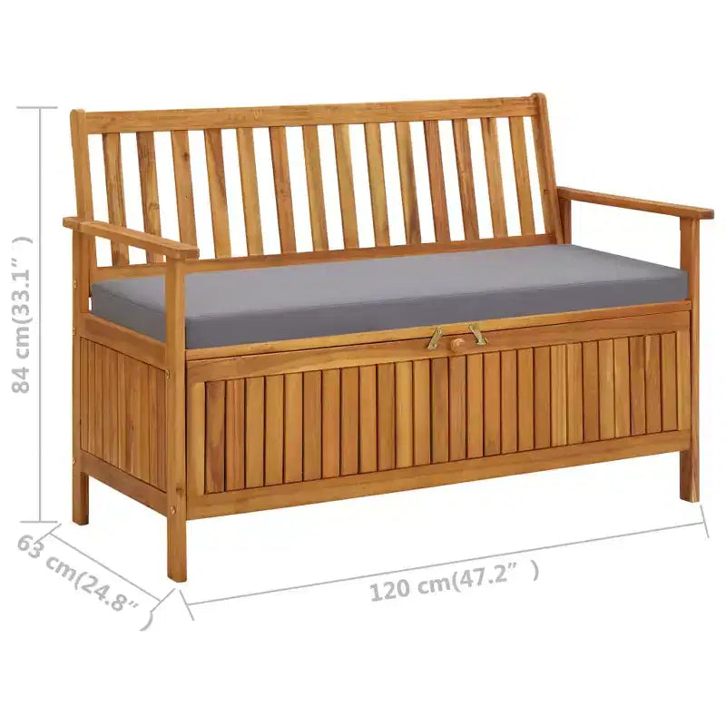 Banc de rangement Coussin d'assise gris foncé, Bois naturel
