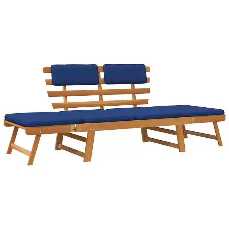 Banc de jardin bleu en acacia massif 190,5 cm