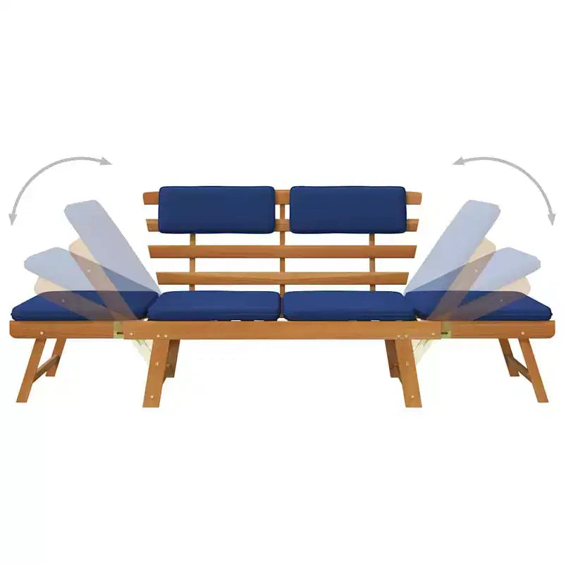 Banc de jardin bleu en acacia massif 190,5 cm