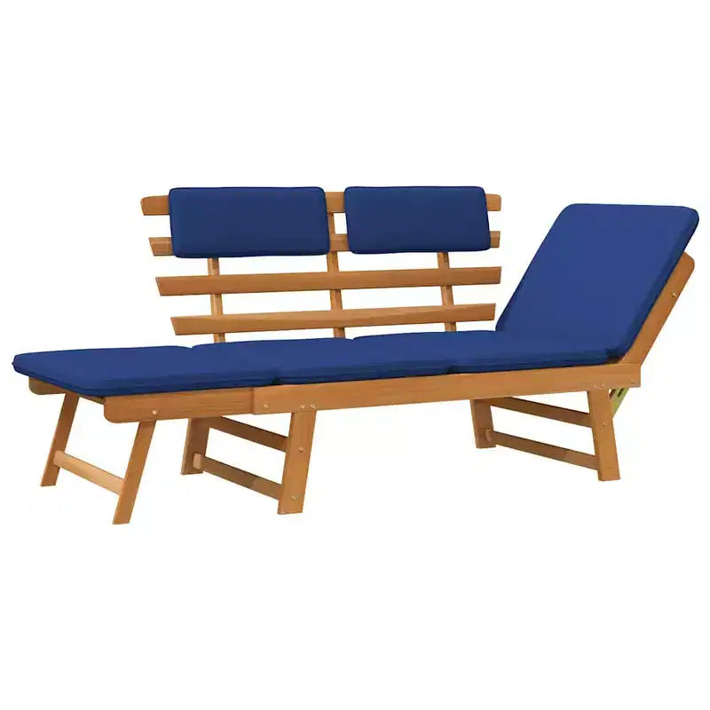 Banc de jardin bleu en acacia massif 190,5 cm