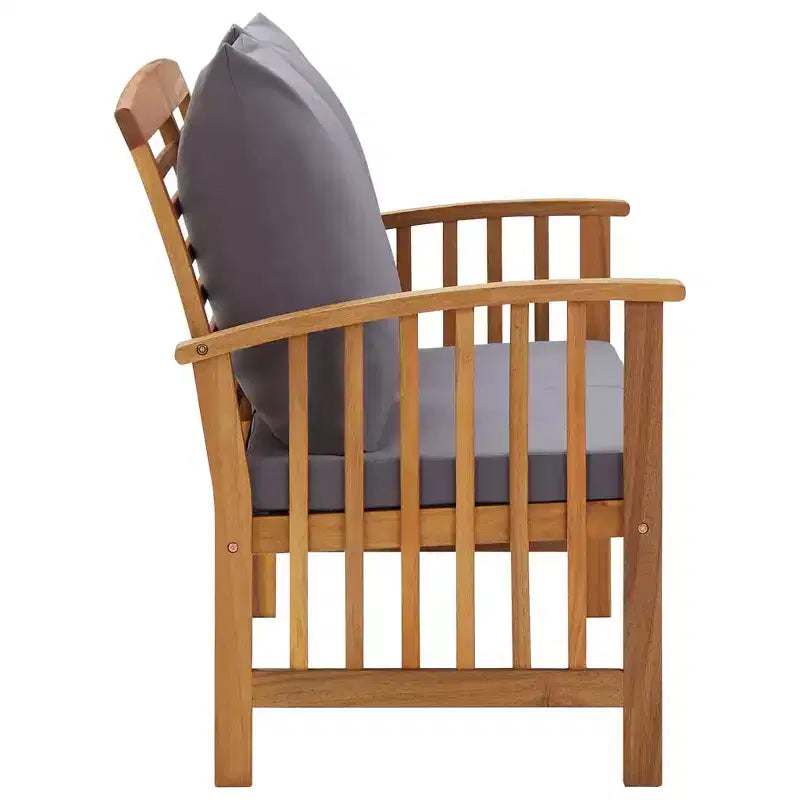 Banc de jardin Coussins gris foncé, Bois naturel