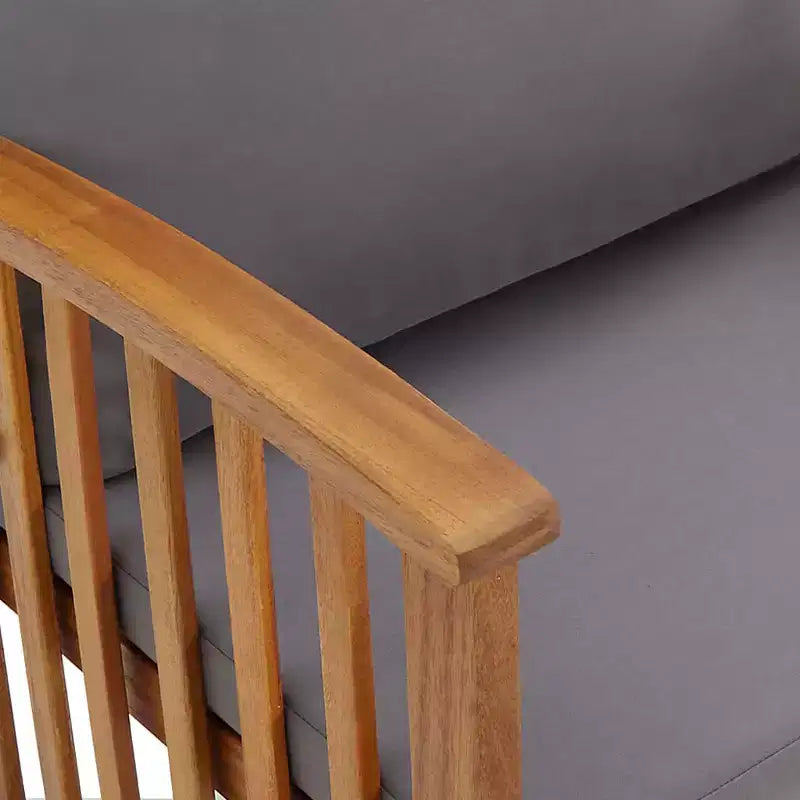 Banc de jardin Coussins gris foncé, Bois naturel