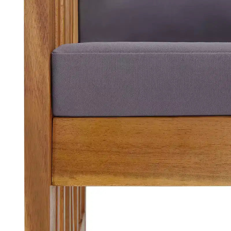 Banc de jardin Coussins gris foncé, Bois naturel