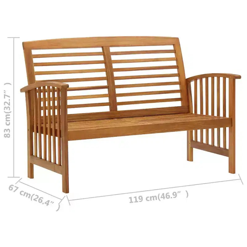 Banc de jardin en bois naturel, acacia massif, de taille moyenne, durable