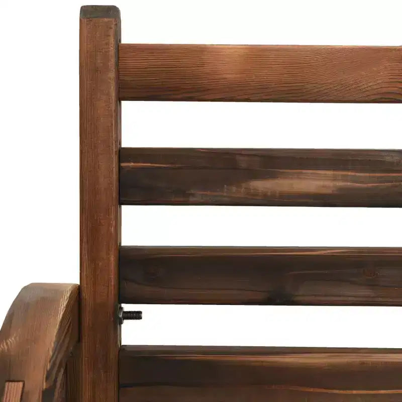 Banc de jardin en sapin massif marron avec incrustations amusantes de taille moyenne