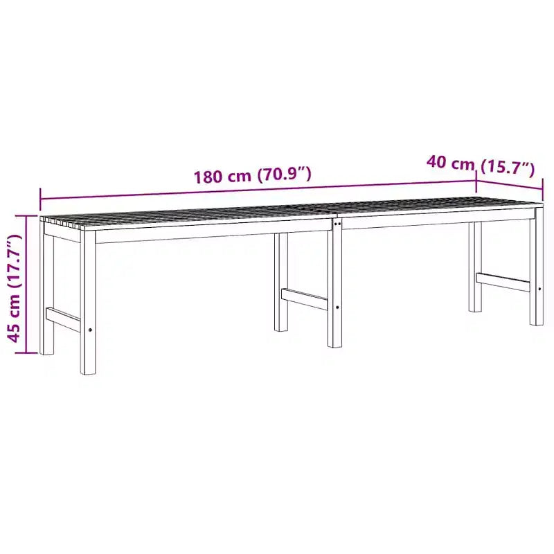 Banc de jardin en teck chaud Teck massif 180 cm de longueur Durable