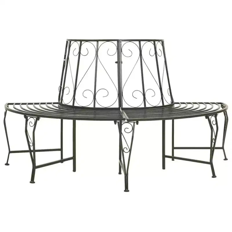 Tree Bench Silver grey Steel Half-round Seats Many Tree Bench