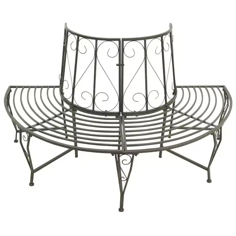 Banc d'arbre Acier gris argenté Demi-cercle Assises Plusieurs Banc d'arbre