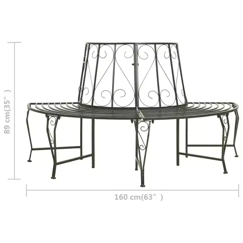 Banc d'arbre Acier gris argenté Demi-cercle Assises Plusieurs Banc d'arbre