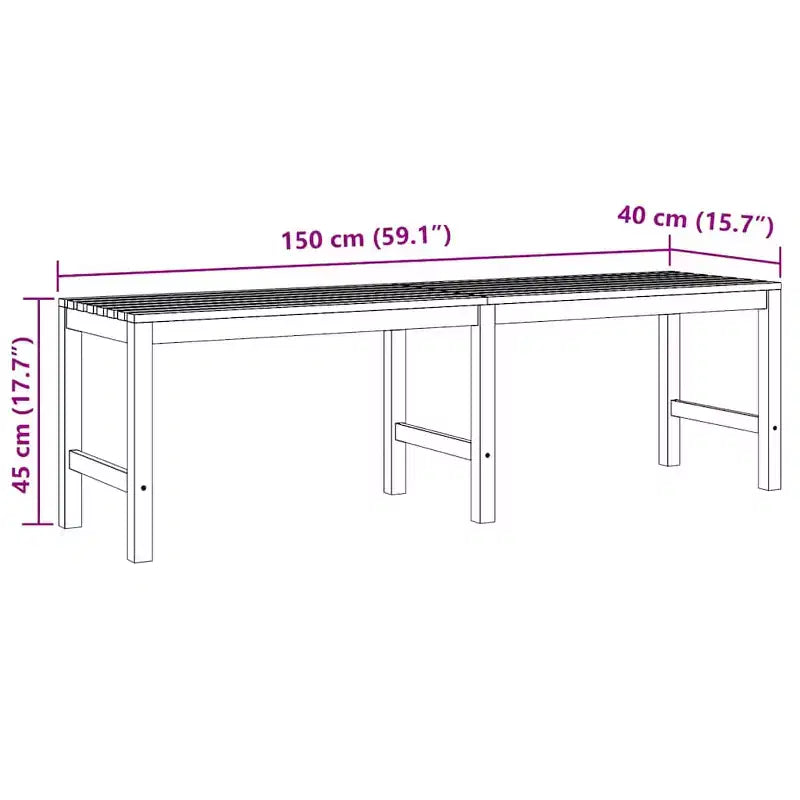 Banc en Teck Bois de Teck Massif 150 cm de long Banc de Jardin Durable