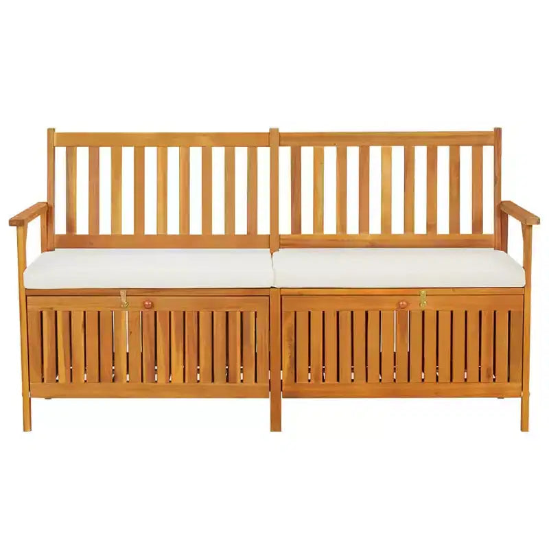 Banc marron en bois d'acacia massif, 100 % polyester Medium