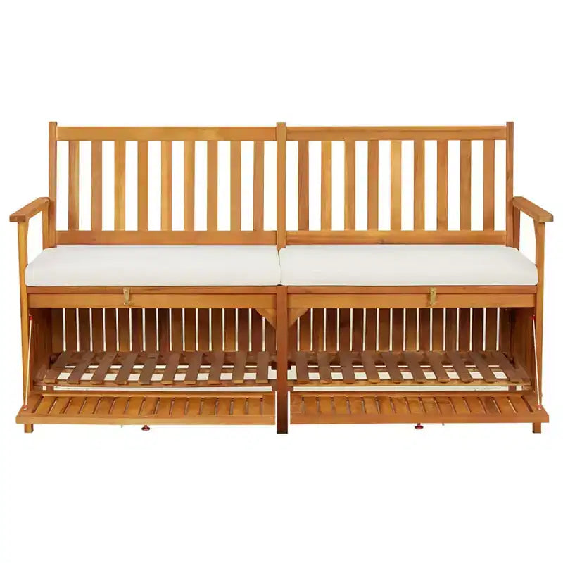 Banc marron en bois d'acacia massif, 100 % polyester Medium