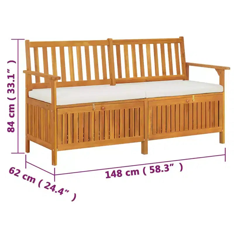 Banc marron en bois d'acacia massif, 100 % polyester Medium