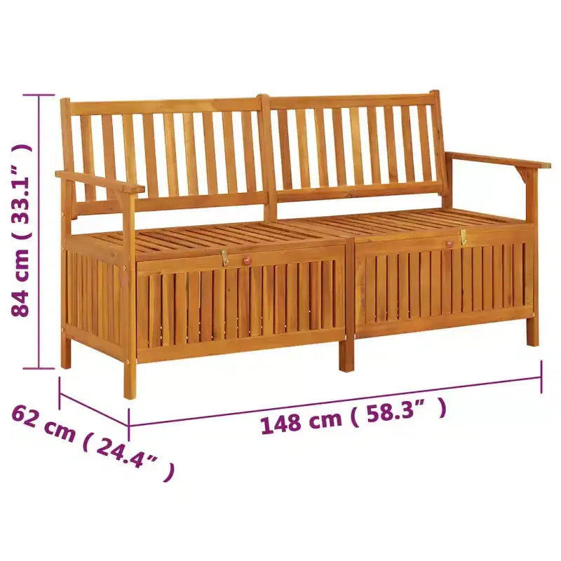Banc Bois naturel Bois d'acacia massif 148 cm Banc Rectangulaire