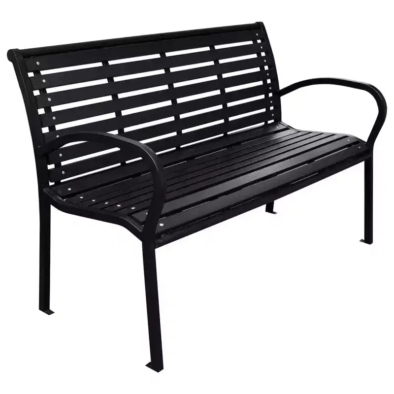 Garden Bench Black WPC (Wood Plastic Composite), Steel 116 cm wide
