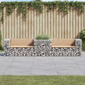 Garden Bench With Gabion Basket Natural wood and silver