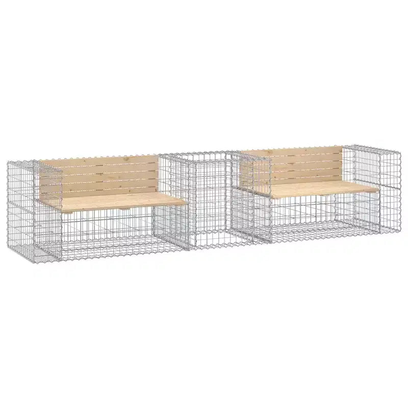 Banc de jardin avec panier gabion Bois naturel et argent