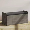 Storage Bench Grey PE rattan, powder-coated steel, polyester
