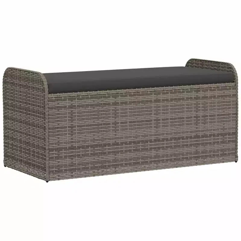 Banc de rangement Gris Rotin PE, acier thermolaqué, polyester