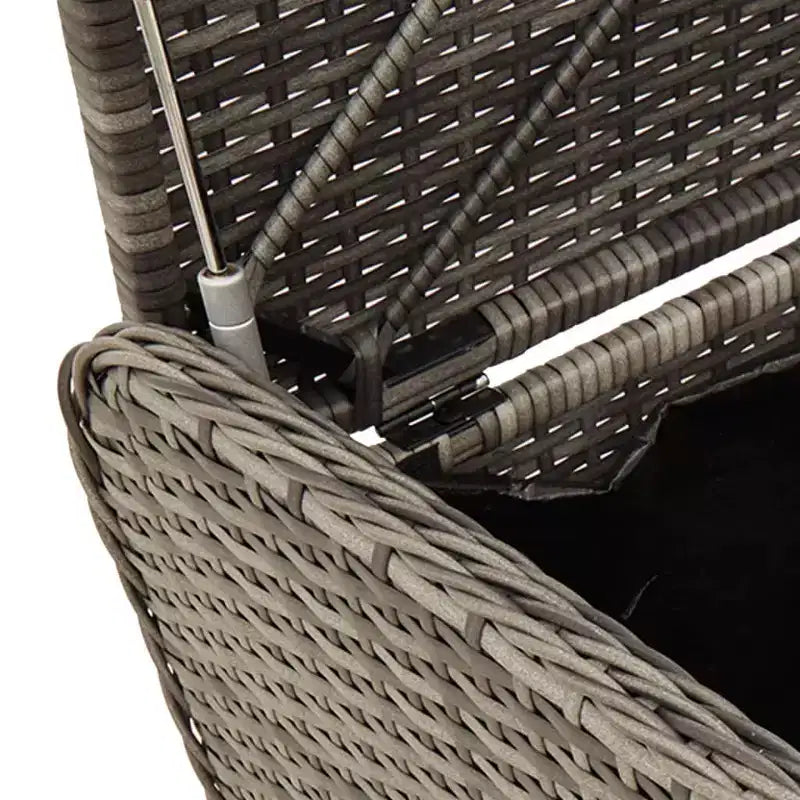 Banc de rangement Gris Rotin PE, acier thermolaqué, polyester