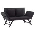 Outdoor Sun Bed Black Poly Rattan Standard Convertible Furniture