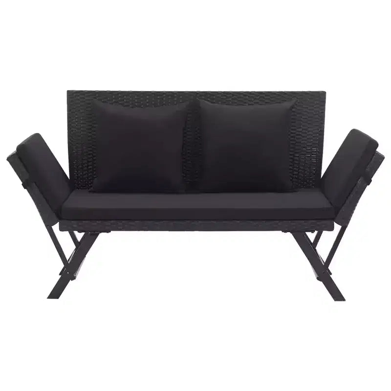 Lit de soleil extérieur noir en polyrotin, convertible standard