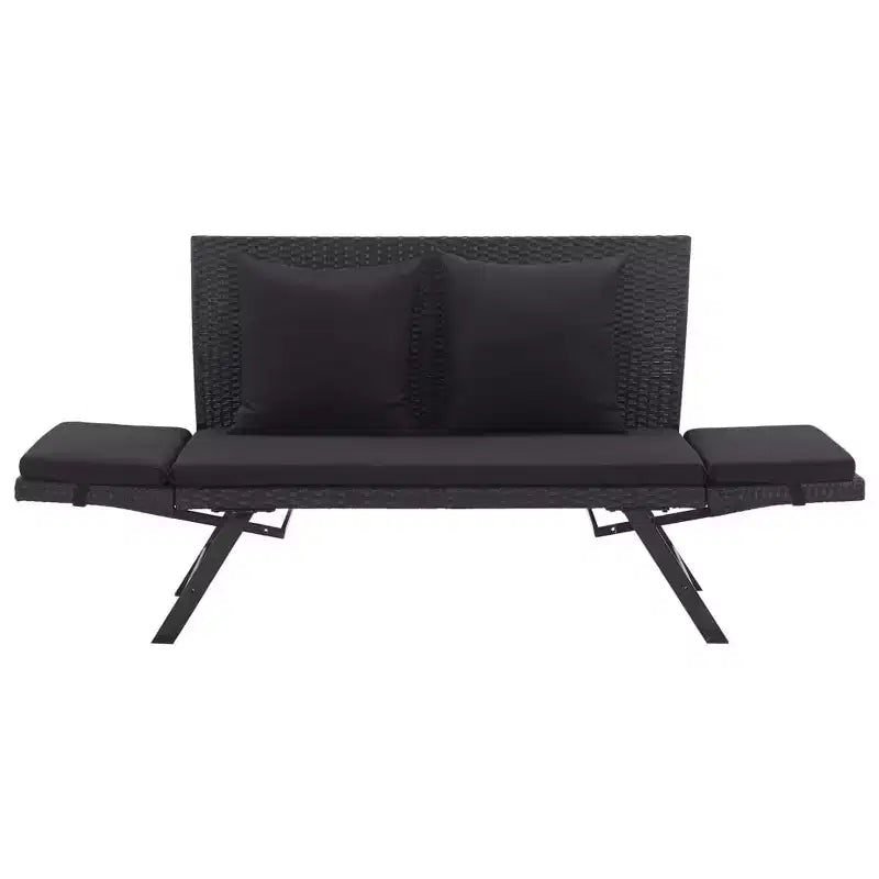 Lit de soleil extérieur noir en polyrotin, convertible standard