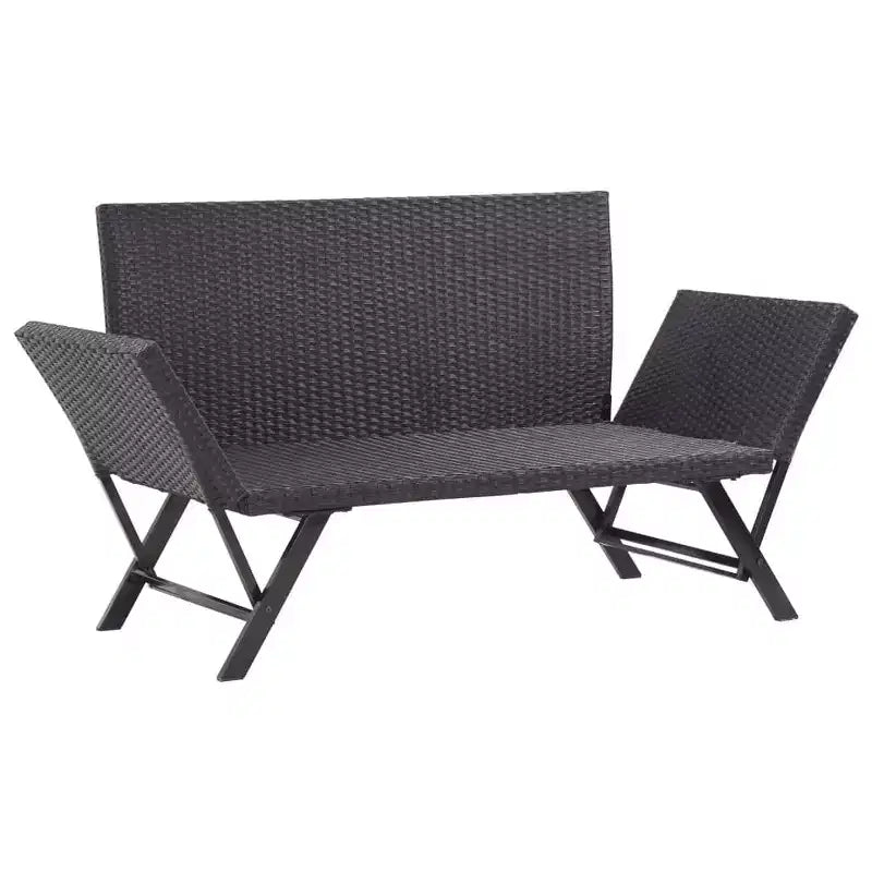 Lit de soleil extérieur noir en polyrotin, convertible standard
