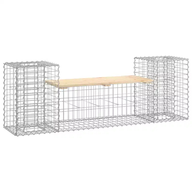 Banc de jardin en bois naturel, pin massif, grandes jardinières
