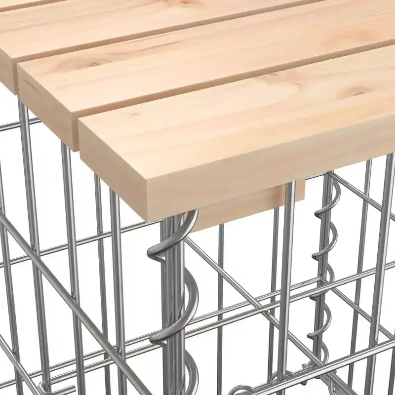 Banc de jardin en bois naturel, pin massif, grandes jardinières