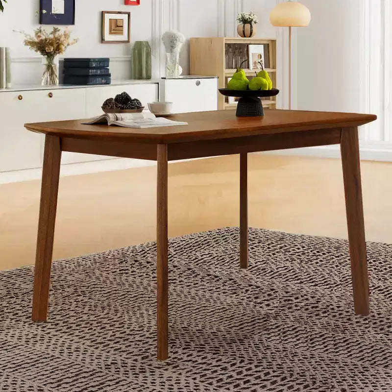47" Mid-Century Modern Rectangular Dining Table with Rubberwood Legs, Seats 4
