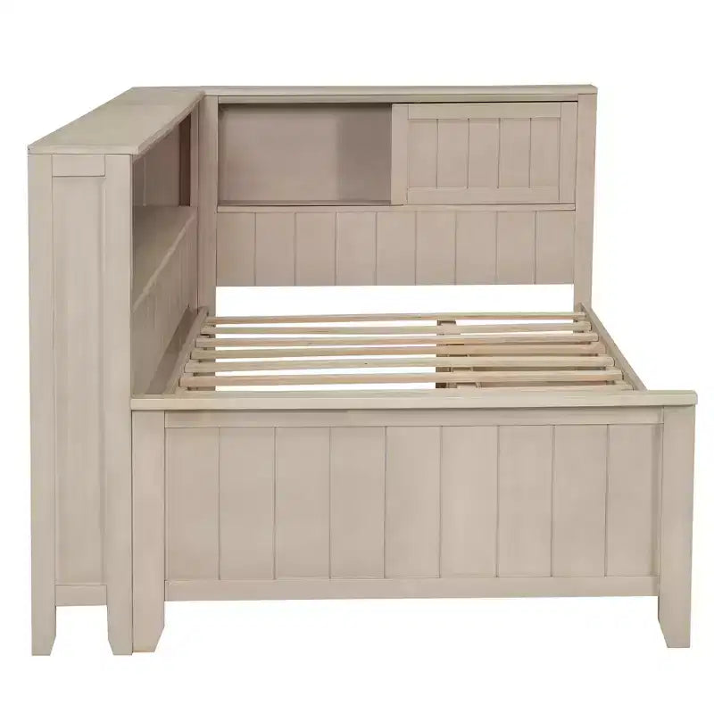 Wood Daybed with Storage Shelves & 3 Under-Bed Drawers - Pine & MDF, No Box Spring
