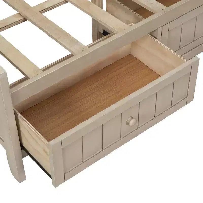 Wood Daybed with Storage Shelves & 3 Under-Bed Drawers - Pine & MDF, No Box Spring