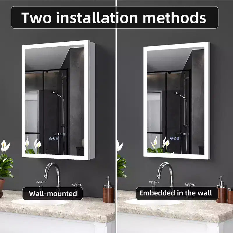 20" Modern LED Medicine Cabinet with Mirror, Anti-Fog & 3 Color Temperatures