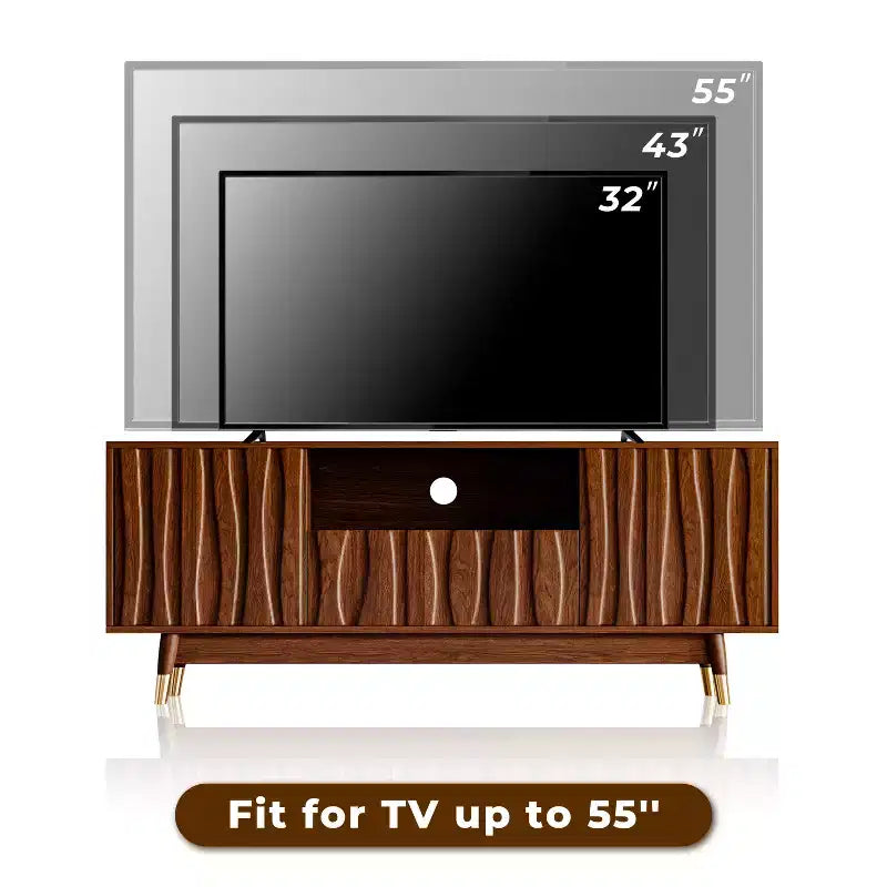 Mid-Century Modern TV Stand with Drawer & Cabinet, Walnut Finish, 66.8", Fits up to 75" TV